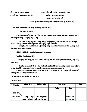 Đề kiểm tra giữa học kì I Ngữ văn lớp 11 - Năm học 2016-2017 - Trường THPT Nam Trực